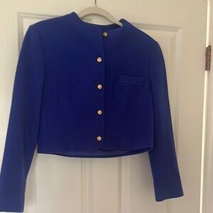 Stunning Royal Blue Wool Pendleton Women's cropped blazer